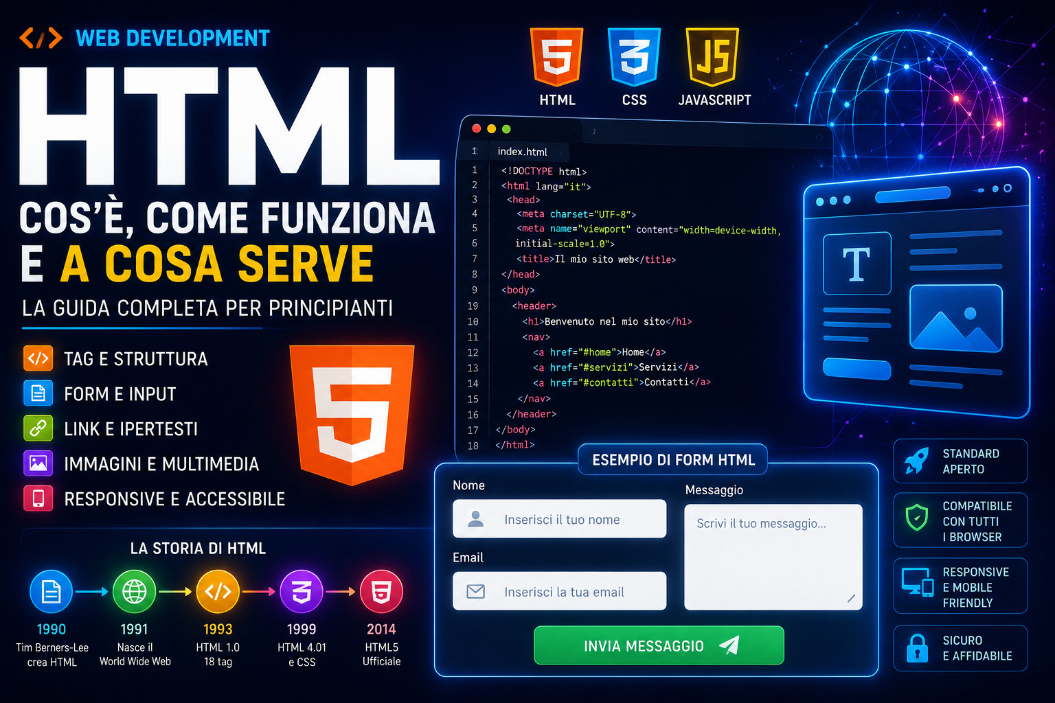 HTML linguaggio base del web e sviluppo siti internet