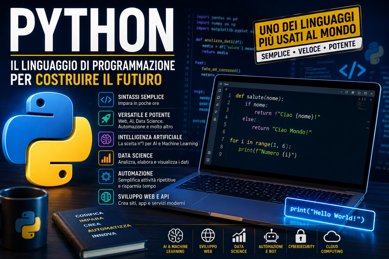 Python linguaggio di programmazione per web intelligenza artificiale e automazione