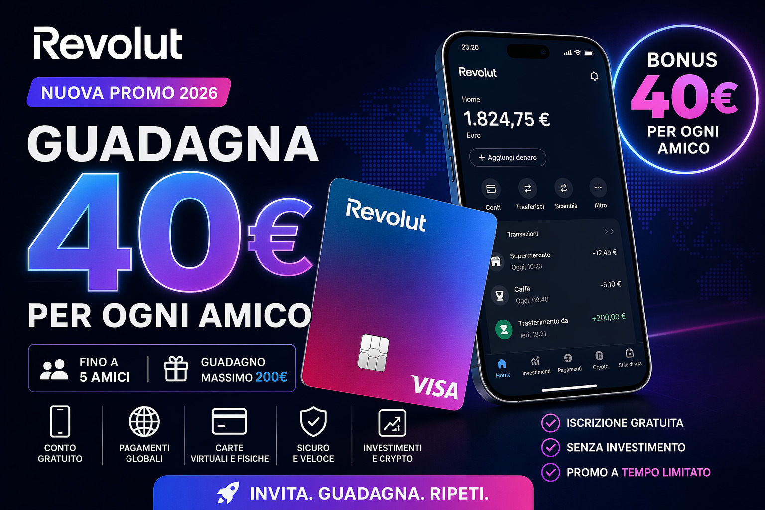 Bonus Revolut 2026 invita amici